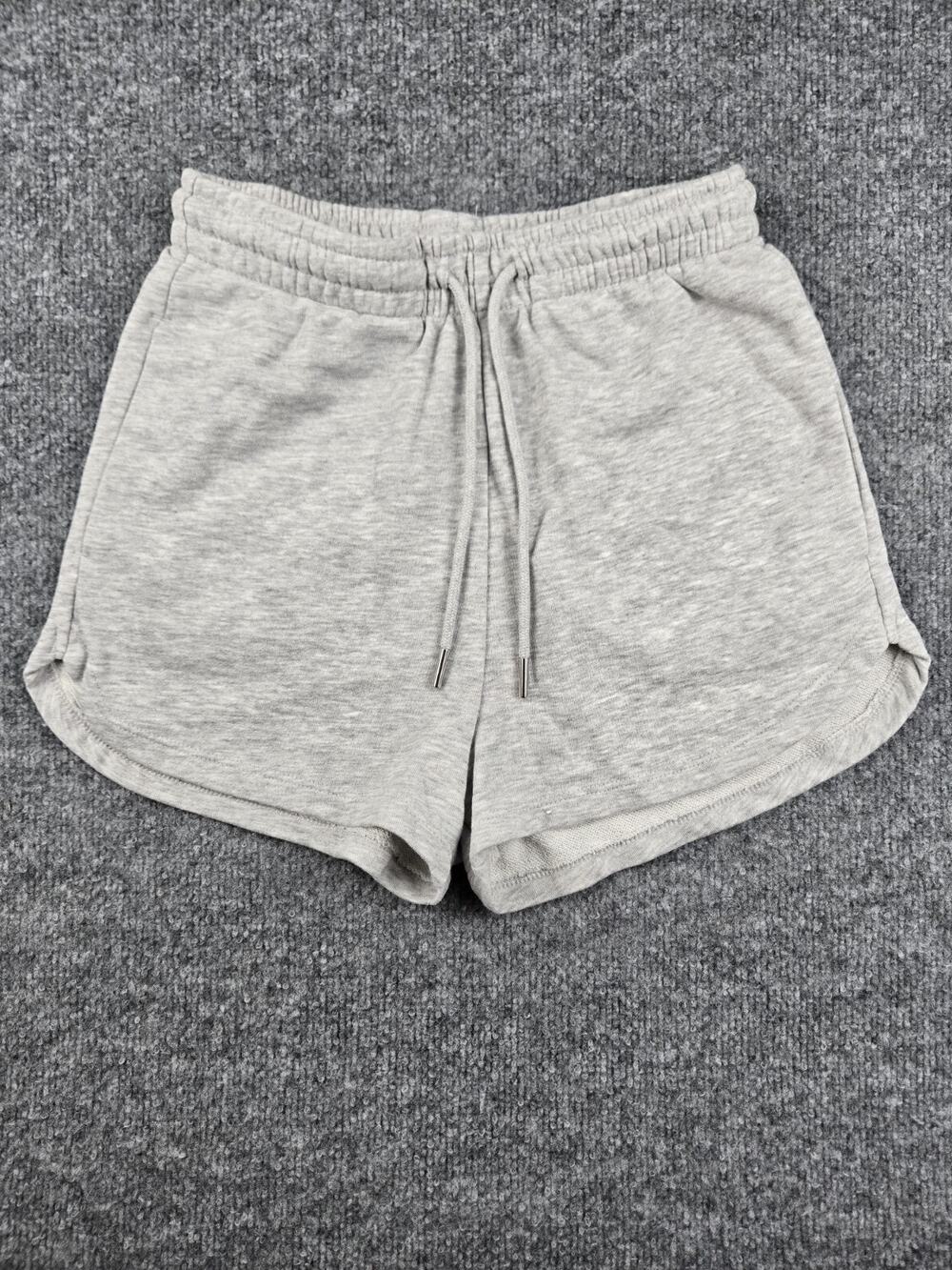 H&M Women's Gray Sweat Shorts Cotton Drawstring Pockets High Rise #698